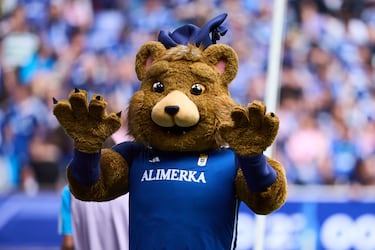 La mascota del Oviedo es un oso pardo europeo, ya que es un animal autóctono de Asturias. Su rol es animar y entretener a la grada, especialmente a los jóvenes.