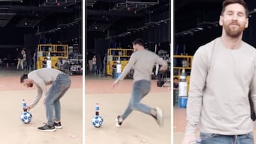 Tenía que ser él: la versión imposible del 'Bottle Flip Challenge' de Messi