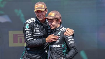 Russell felicita a Antonelli por su podio en Canadá.