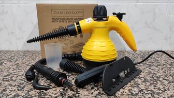 Elimina la suciedad más difícil con este limpiador a vapor: portátil y con nueve accesorios