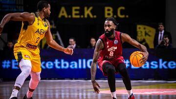 Howard Sant-Roos en el AEK de Atenas-UCAM Murcia de la Champions League.