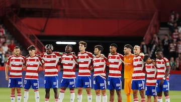 Once del Granada ante el Depor con Weissman y Hongla.