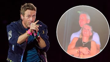 Collage de Chris Martin de Coldplay con pareja de infieles