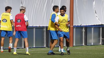 Davo durante un entrenamiento del Depor.