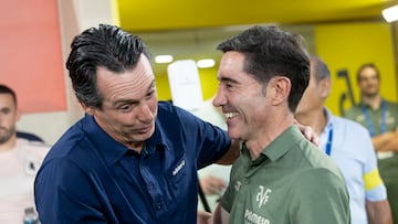 Marcelino saluda a Unai Emery.