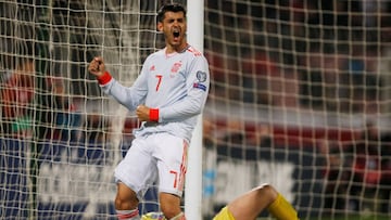 Así celebró Morata su segundo gol a Malta.