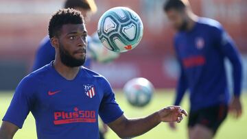 Lemar en una sesión del Atlético tras el parón a causa del coronavirus.