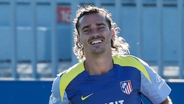 Griezmann, en un entrenamiento con el Atlético.