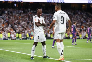 Vinicius Junior: 8 goles y 6 asistencias | Kylian Mbappé: 6 goles y 1 asistencias | Total: 14
