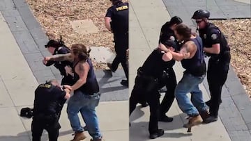 Manifestante se enfrenta a golpes con policías y la imagen ya es viral