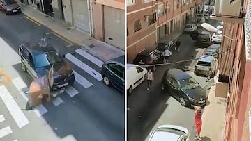 Un coche arrampla con contenedores y coches causando un accidente inentendible: ha ocurrido en Alicante