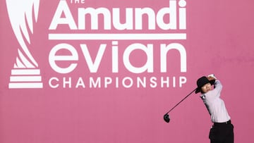 Somi Lee of South Korea competes during the second round of the Amundi Evian Championship at Evian Resort Golf Club, in Evian-Les-Bains, centre eastern France on July 11,2025. (Photo by Alex MARTIN / AFP)