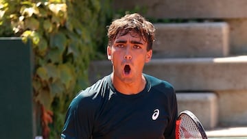 Dani Mérida celebrando un punto durante el pasado torneo en Lyon.