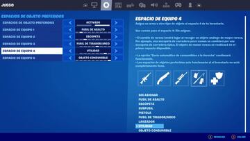 Podemos configurar qué objetos queremos que se vayan automáticamente a cada ranura del inventario