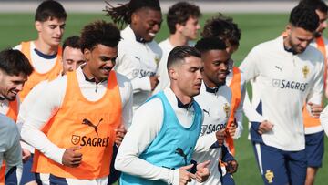 Cristiano Ronaldo, en un entrenamiento.