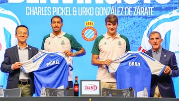 29/8/25LIGA EA SPORTS.
PRESENTACION DE LOS JUGADORES DEL RCD ESPANYOL CHARLES PICKEL Y URKO GONZALEZ DE ZARATE.