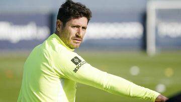 Víctor, en un entrenamiento con el Málaga.