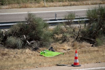 Vista del accidente de tráfico del jugador portugués del Liverpool, Diogo Jota, quien falleció en Zamora, España, el 3 de julio de 2025.
