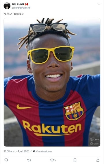 Los memes se ceban con el Barcelona tras la renovación de Nico Williams con el Athletic