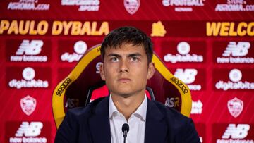 ROME, ITALY - JULY 26: AS Roma player Paulo Dybala during the presentation press conference at Centro Sportivo Fulvio Bernardini on July 26, 2022 in Rome, Italy. (Photo by Fabio Rossi/AS Roma via Getty Images)
