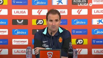 Jagoba Arrasate, entrenador del Mallorca, en la rueda de prensa posterior al empate a 1 en el campo del Sevilla.