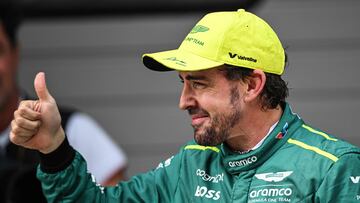 Aston Martin's Spanish driver Fernando Alonso reacts after the qualifying session for the Formula One Chinese Grand Prix at the Shanghai International Circuit in Shanghai on April 20, 2024. (Photo by Hector RETAMAL / AFP)