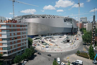 Situación de la Esquina del Santiago Bernabéu durante las obras. 