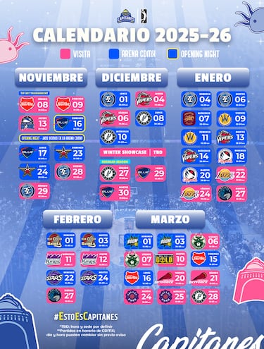 Capitanes CDMX anuncia calendario para temporada 2025/26 de la G League