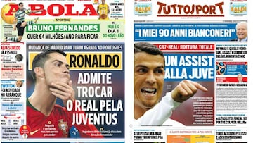 Portadas de los diarios A Bola y Tuttosport del día 3 de julio de 2018.