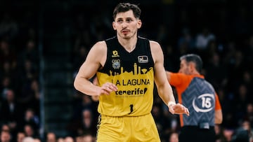 BARCELONA, SPAIN - MARCH 09: David Kramer of La Laguna Tenerife looks on during the Liga Endesa ACB, match played between FC Barcelona and La Laguna Tenerife at Palau Blaugrana on March 09, 2025 in Barcelona, Spain. (Photo By Javier Borrego/Europa Press via Getty Images)