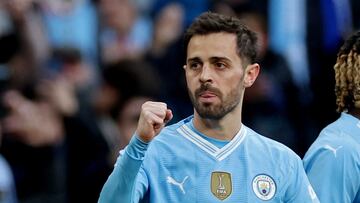 Bernardo Silva, jugador del Manchester City, celebra el gol anotado ante el Chelsea.