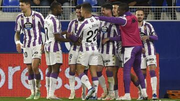Celebración del Real Valladolid en Huesca.