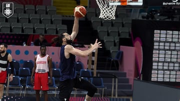 Shengelia, este miércoles en el entrenamiento de Georgia en Limasol.