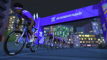 Imagen de una carrera durante la Zwift Academy Road.