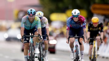 Cycling - Tour de France - Stage 20 - Nantua to Pontarlier - Pontarlier, France - July 26, 2025 XDS Astana Team's Simone Velasco crosses the finish line after stage 20 REUTERS/Benoit Tessier