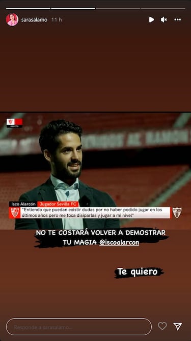 El contundente mensaje de Sara Sálamo tras el recado de Isco al Madrid