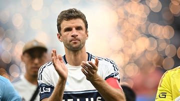Aug 23, 2025; Vancouver, British Columbia, CAN; Vancouver Whitecaps FC midfielder Thomas Muller (13) stands for the National anthem prior to the first half against the St. Louis City at BC Place. Mandatory Credit: Anne-Marie Sorvin-Imagn Images