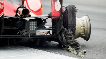 Así quedó el neumátiso trasero derecho de Vettel en Austria.