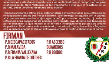 Siete peñas del Rayo critican el regreso de Paco Jémez