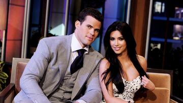 BURBANK, CA - OCTOBER 04: NBA player Kris Humphries (L) and his wife reality TV personality Kim Kardashian appear on the Tonight Show With Jay Leno at NBC Studios on October 4, 2011 in Burbank, California. (Photo by Kevin Winter/NBCUniversal/Getty Images)