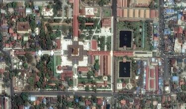 Una imagen satelital muestra la pagoda Mahamuni tras el terremoto en Mandalay, Myanmar.