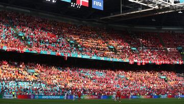 AMSTERDAM, NETHERLANDS - JUNE 26: A general view inside the stadium during the UEFA Euro 2020 Championship Round of 16 match between Wales and Denmark at Johan Cruijff Arena on June 26, 2021 in Amsterdam, Netherlands. (Photo by Dean Mouhtaropoulos/Getty I