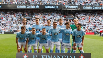 Formación inicial del Celta contra el Villarreal en la 3ª jornada de LaLiga EA Sports 2025-2026.