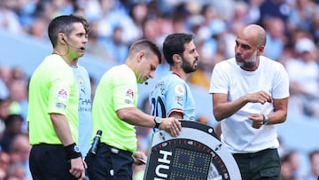 Bernardo Silva, con Pep Guardiola.