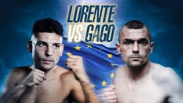 Cartel del Campeonato de la Unión Europea del peso pluma de Cristóbal Lorente y Andoni Gago.