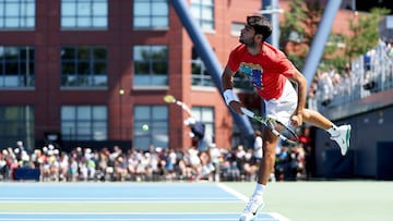 Carlos Alcaraz, durante su último entrenamiento en el US Open.