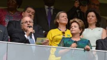 Blatter y Rousseff durante el acto inaugural.