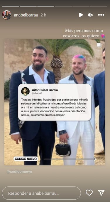 Anabel Barrau defiende a su novio, Aitor Ruibal, tras los insultos homófobos