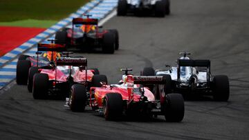Los Ferrari, Mercedes y Red Bull en Alemania.