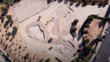 Imagen aérea del skatepark de Madrid-Río.